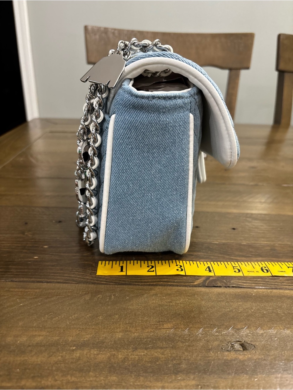 Karl Lagerfeld Agyness Light wash Denim Shoulder Bag - Picture 11 of 12